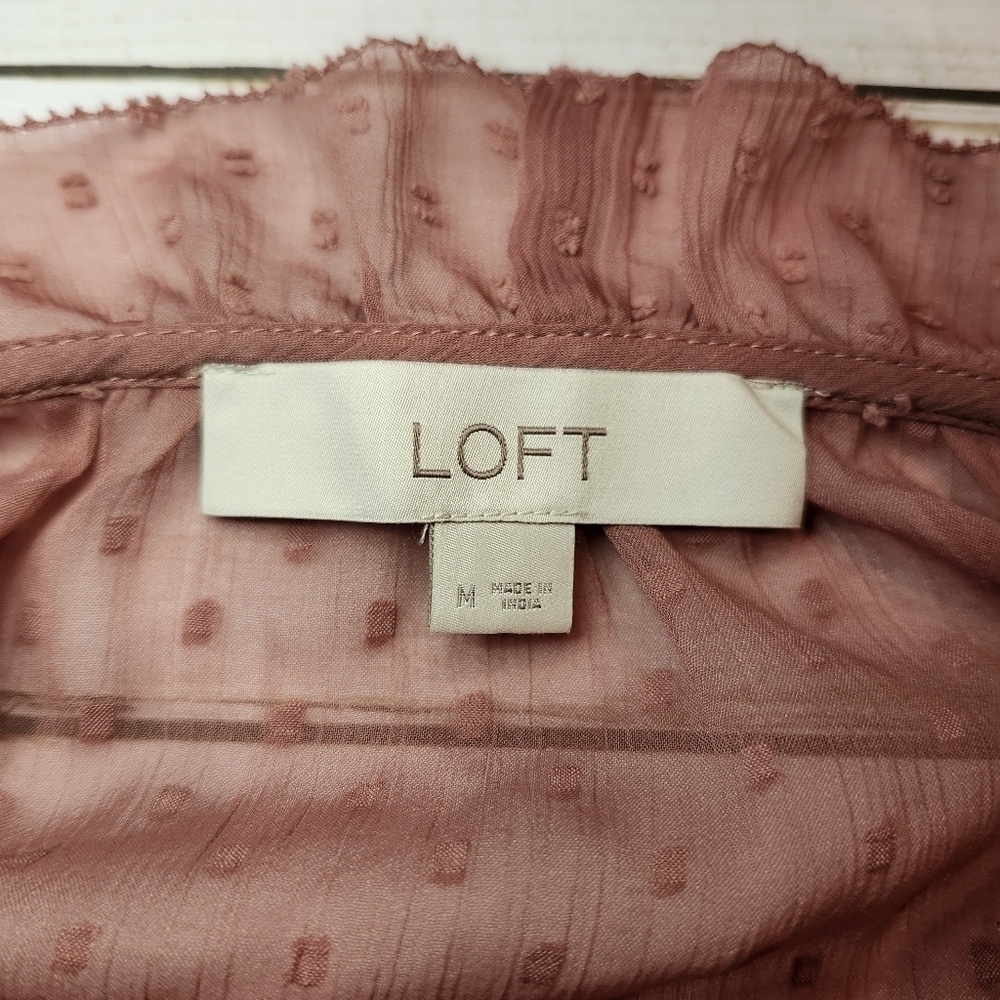 Loft Sheer Polka Dot Chiffon Blouse With Attached Camisole Size Medium - Picture 4 of 5